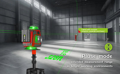 16Lines 4D Laser Level Green Line SelfLeveling 360 Horizontal And Vertical Control Green Beam Laser Levels 2PCS Battery