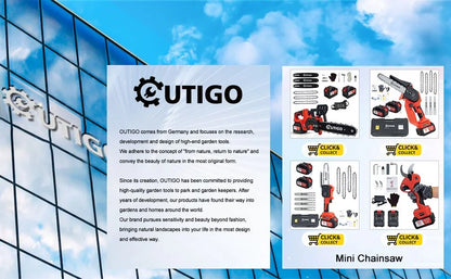 OUTIGO Battery Chainsaw, 8 Inch Chainsaw, 6000mAh Mini Cordless Chainsaw, 4 Chains 3 Guides 2 Batteries