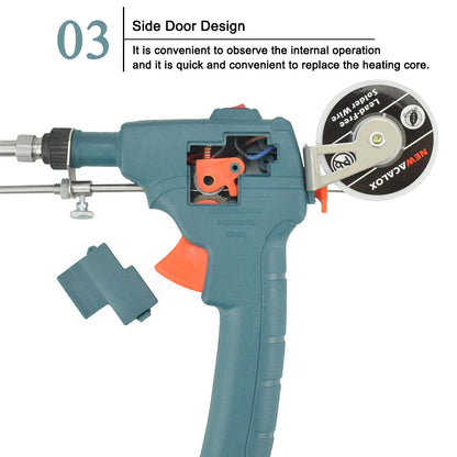 NEWACALOX 110V/220V 60W  Automatically Send Tin Gun Hand-held Soldering Iron Internal Heat with Power Switch Welding Repair Tool