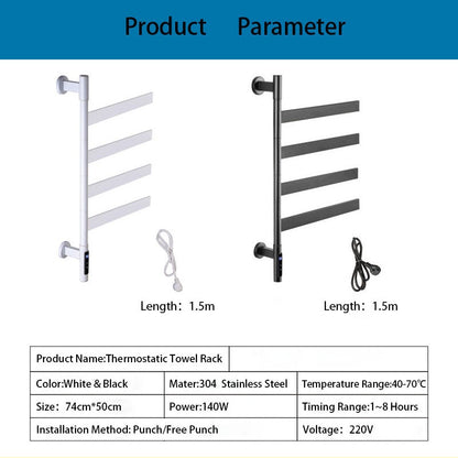 220V Bathroom  Electric Towel Rack Rotatable Digital Display Function Towel Drying Rack Timing Temperature Control