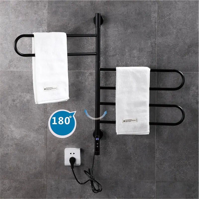 220V Bathroom  Electric Towel Rack Rotatable Digital Display Function Towel Drying Rack Timing Temperature Control