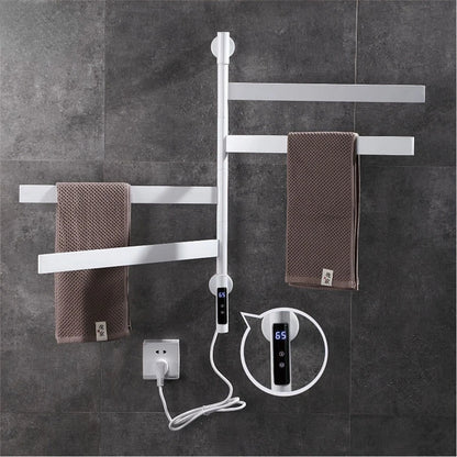 220V Bathroom  Electric Towel Rack Rotatable Digital Display Function Towel Drying Rack Timing Temperature Control