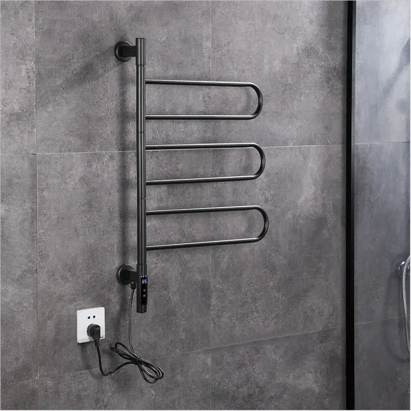 220V Bathroom  Electric Towel Rack Rotatable Digital Display Function Towel Drying Rack Timing Temperature Control