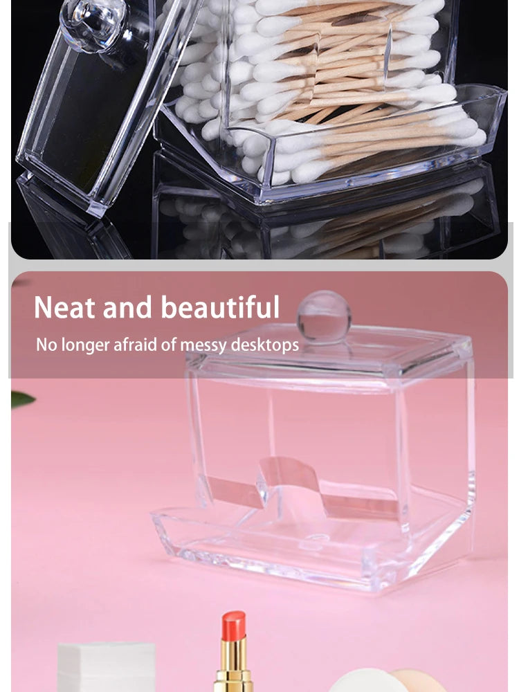 Cotton Swab Ball Storage Box With Lid Large Capacity Bathroom Acrylic Transparent Container Jar Dispenser