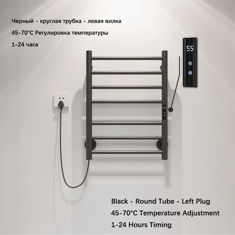 Electric Towel Dryer For Bathroom.Timing Electric Towel Rail.Digital Display Bath Towel Radiator.Wall Mounted Heated Towel Rack.