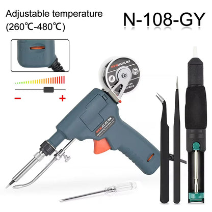 NEWACALOX 110V/220V 60W  Automatically Send Tin Gun Hand-held Soldering Iron Internal Heat with Power Switch Welding Repair Tool