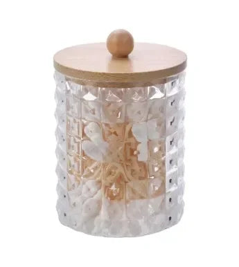 Acrylic Storage Box Bathroom Jar Makeup Organizer Cotton Round Pad Holder Cotton Swab Box Qtip Holder Dispenser with Lid