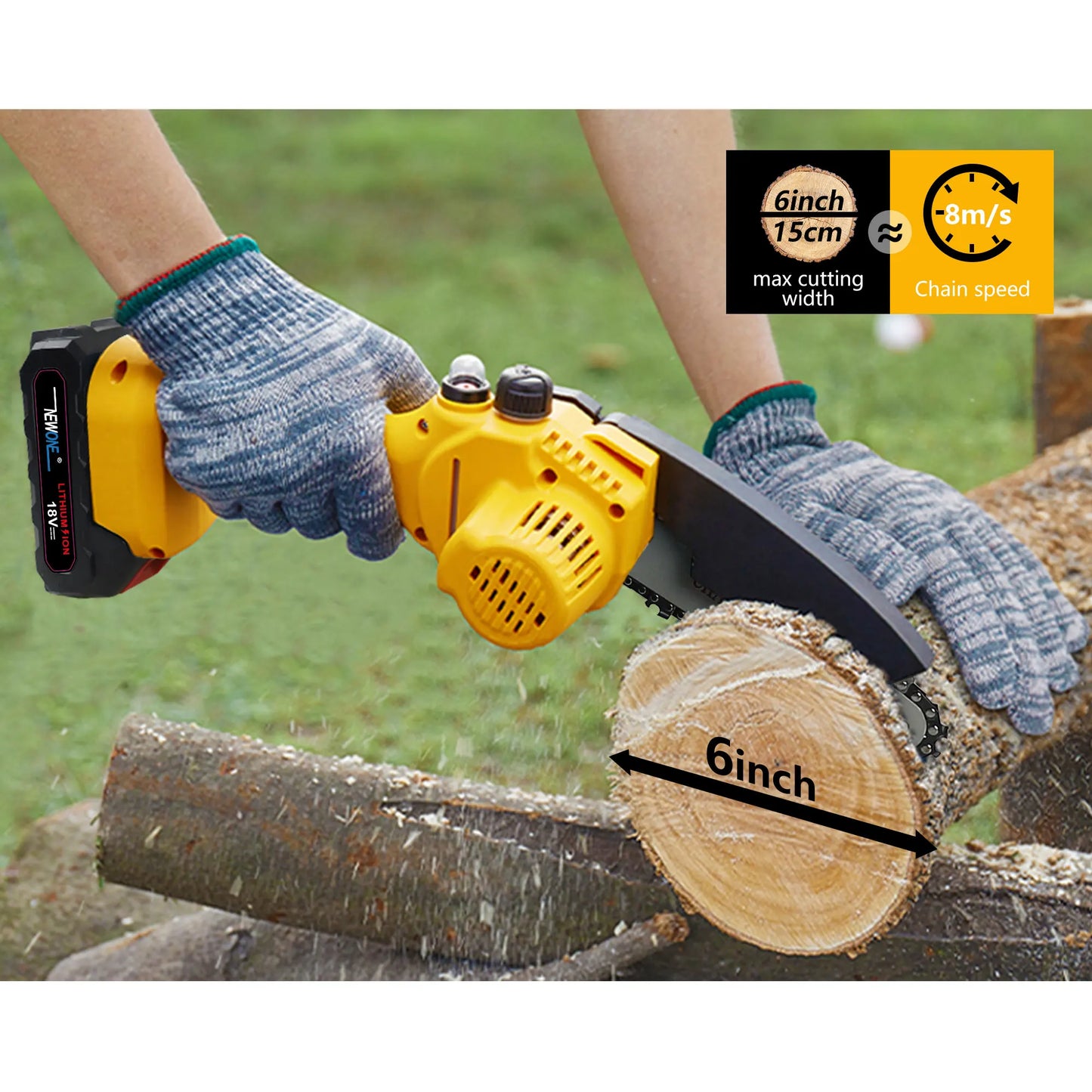 Portable Mini Electric Chainsaw 6-Inch with 1 Battery Pack Cordless Handheld Wood Cutting Tool Suitable For Household Industry