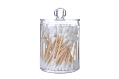 Acrylic Storage Box Makeup Cotton Swab Container Round Plastic Jar Organizer Cosmetics Pad Jewelry Storage Box Storage Container