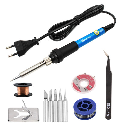 60W/80W Electric Soldering Iron Adjustable Temperature Digital Display Electronic Welding Repair Tools With Solder Tin Iron Tips