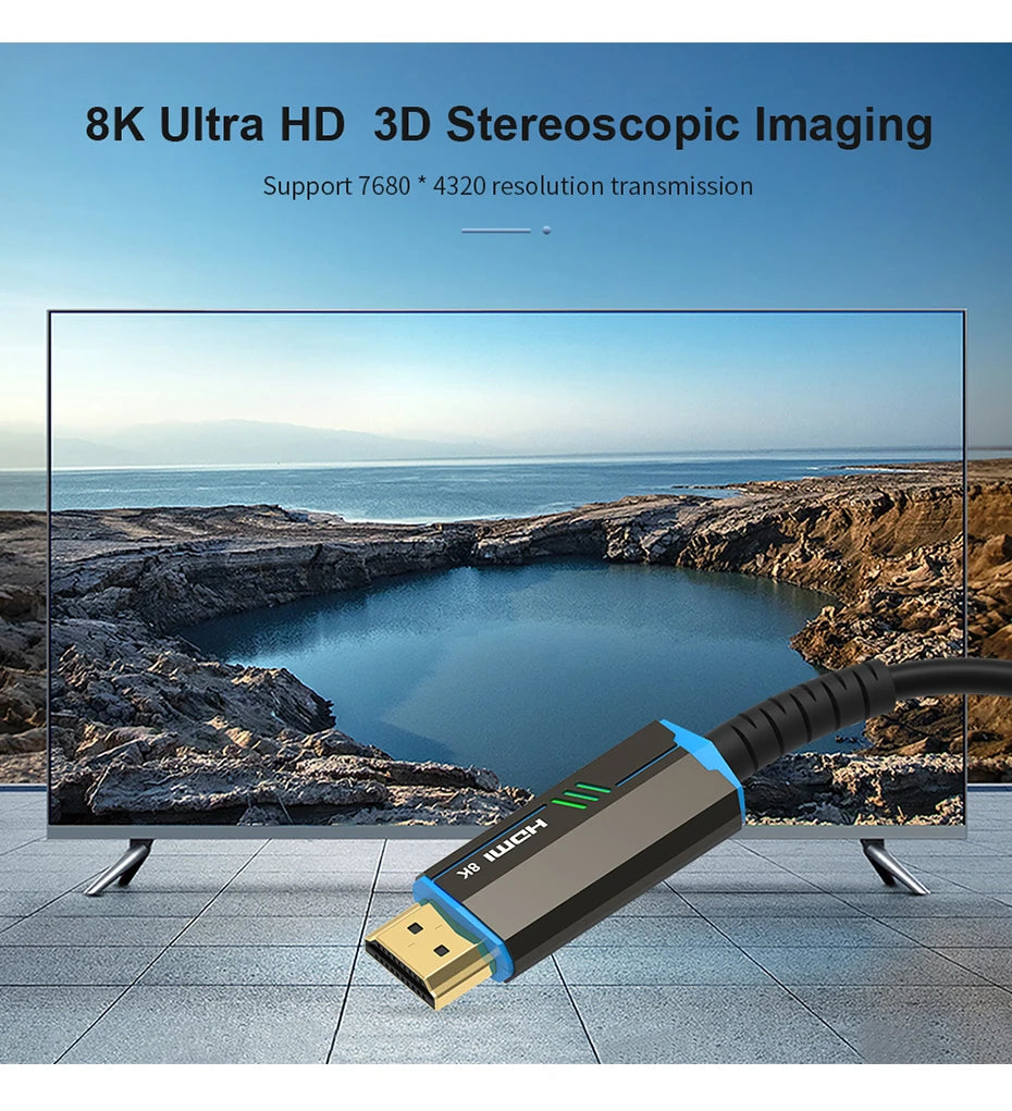 8K 60Hz HDMI 2.1 Fiber Optical Cable 4K 120Hz 2.0 Ultra High Speed 48Gbps HDR eARC 3D HDCP 10M 15M 20M 30M 50M For TV Projector