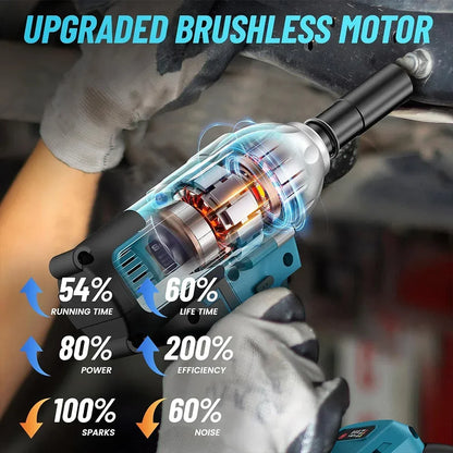 NEW Cordless Impact Wrench 900N.m Power Impact Gun 1/2'' 3300RPM Brushless Electric Impact Driver for Home Car Truck Mower