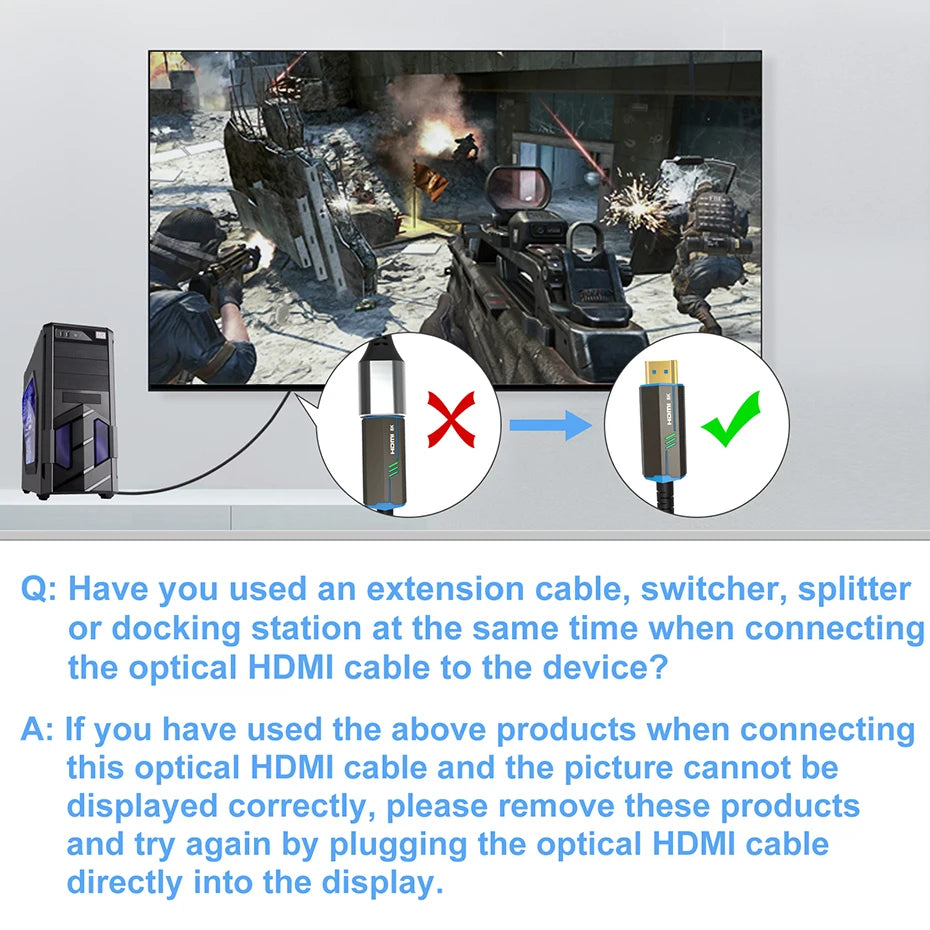 8K 60Hz HDMI 2.1 Fiber Optical Cable 4K 120Hz 2.0 Ultra High Speed 48Gbps HDR eARC 3D HDCP 10M 15M 20M 30M 50M For TV Projector