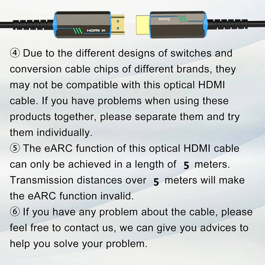 8K 60Hz HDMI 2.1 Fiber Optical Cable 4K 120Hz 2.0 Ultra High Speed 48Gbps HDR eARC 3D HDCP 10M 15M 20M 30M 50M For TV Projector