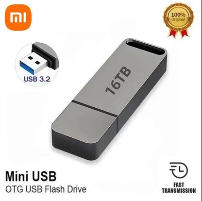 Xiaomi 16TB Flash Drive USB3.2 High Speed Transfer Type C U Metal Flash SSD Portable Mini Flash Drive Memory Waterproof U Drive