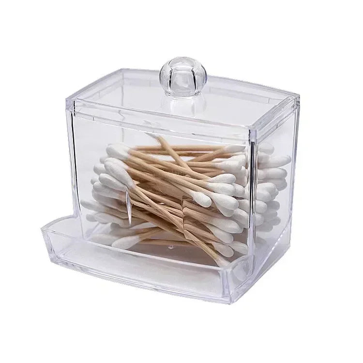 Acrylic Storage Box Makeup Cotton Swab Container Round Plastic Jar Organizer Cosmetics Pad Jewelry Storage Box Storage Container