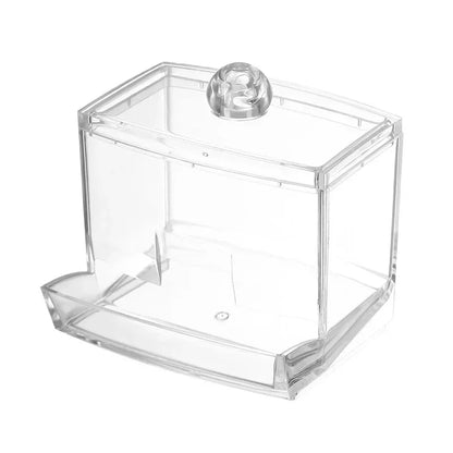 Acrylic Storage Box Bathroom Jar Makeup Organizer Cotton Round Pad Holder Cotton Swab Box Qtip Holder Dispenser with Lid