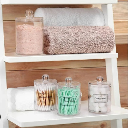 Acrylic Storage Box Makeup Cotton Swab Container Round Plastic Jar Organizer Cosmetics Pad Jewelry Storage Box Storage Container