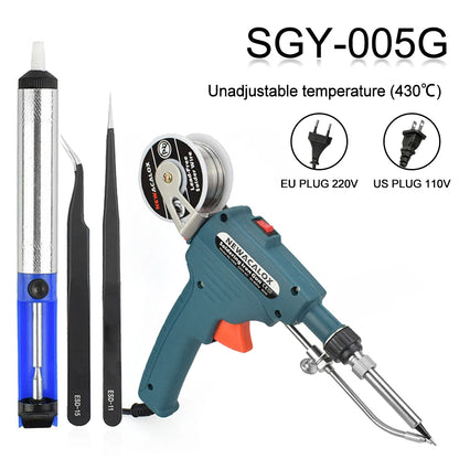 NEWACALOX 110V/220V 60W  Automatically Send Tin Gun Hand-held Soldering Iron Internal Heat with Power Switch Welding Repair Tool