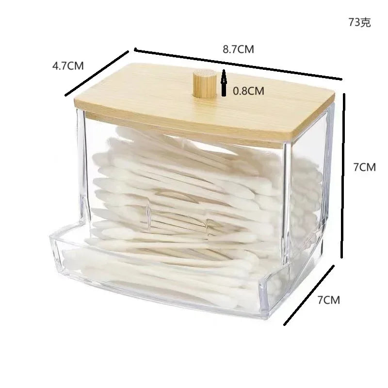 Acrylic Storage Box Bathroom Jar Makeup Organizer Cotton Round Pad Holder Cotton Swab Box Qtip Holder Dispenser with Lid