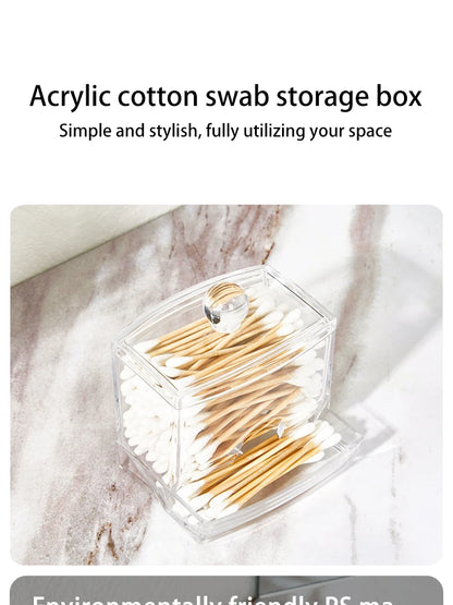 Cotton Swab Ball Storage Box With Lid Large Capacity Bathroom Acrylic Transparent Container Jar Dispenser