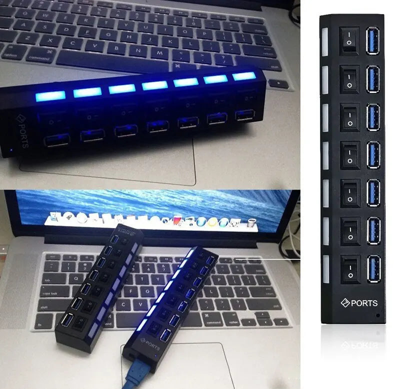 Switch Extension Hub 7-port USB2.0 Hub Computer USB Extension Hub One Drag Seven USB2.0 Splitter PC Laptop Desktop