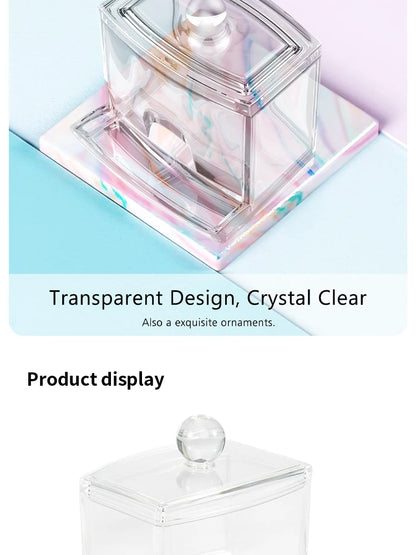 Cotton Swab Ball Storage Box With Lid Large Capacity Bathroom Acrylic Transparent Container Jar Dispenser