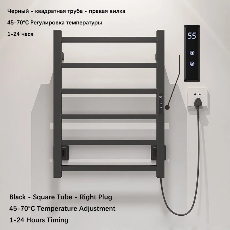 Electric Towel Dryer For Bathroom.Timing Electric Towel Rail.Digital Display Bath Towel Radiator.Wall Mounted Heated Towel Rack.