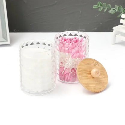 Acrylic Storage Box Bathroom Jar Makeup Organizer Cotton Round Pad Holder Cotton Swab Box Qtip Holder Dispenser with Lid