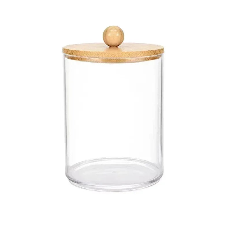 Acrylic Storage Box Bathroom Jar Makeup Organizer Cotton Round Pad Holder Cotton Swab Box Qtip Holder Dispenser with Lid