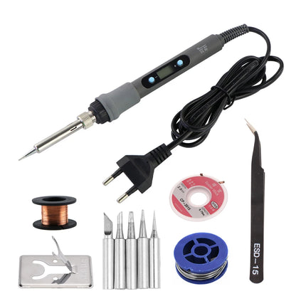 60W/80W Electric Soldering Iron Adjustable Temperature Digital Display Electronic Welding Repair Tools With Solder Tin Iron Tips