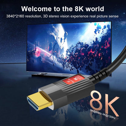 8K 60Hz HDMI 2.1 Fiber Optical Cable 4K 120Hz 2.0 Ultra High Speed 48Gbps HDR eARC 3D HDCP 10M 15M 20M 30M 50M For TV Projector