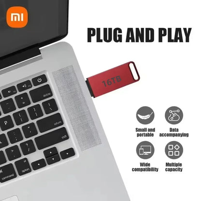 Xiaomi 16TB Flash Drive USB3.2 High Speed Transfer Type C U Metal Flash SSD Portable Mini Flash Drive Memory Waterproof U Drive